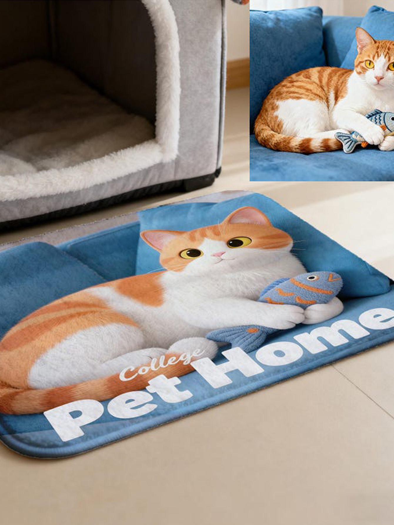Personalized Pixar-Style Pet Mat with 3D Cartoon Portrait